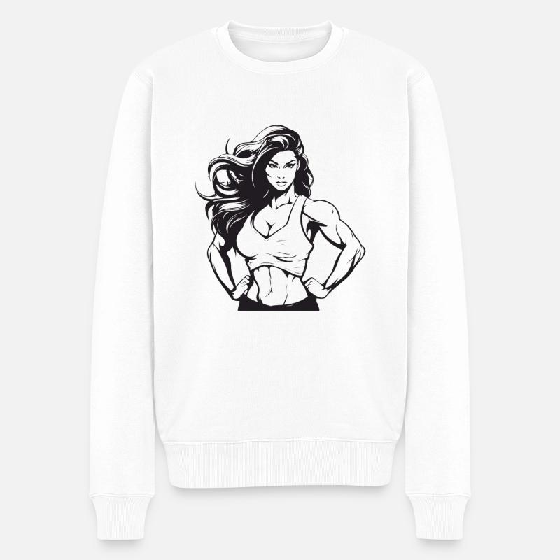 Femme Muscles Musculation - Pull Premium bio Homme - blanc