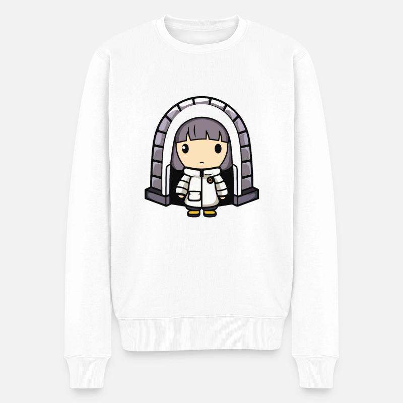 Bande dessinée d’igloo esquimau d’hiver - Pull Premium bio Homme - blanc
