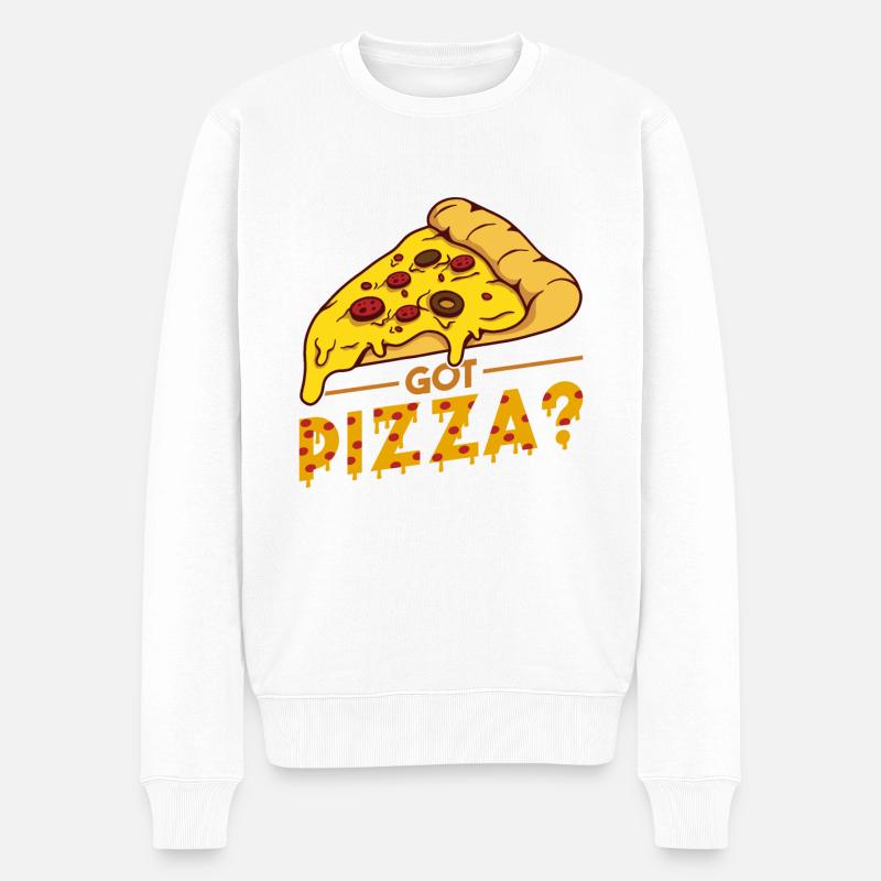 Witziger Pizza Spruch - Männer Premium Bio Pullover - Weiß