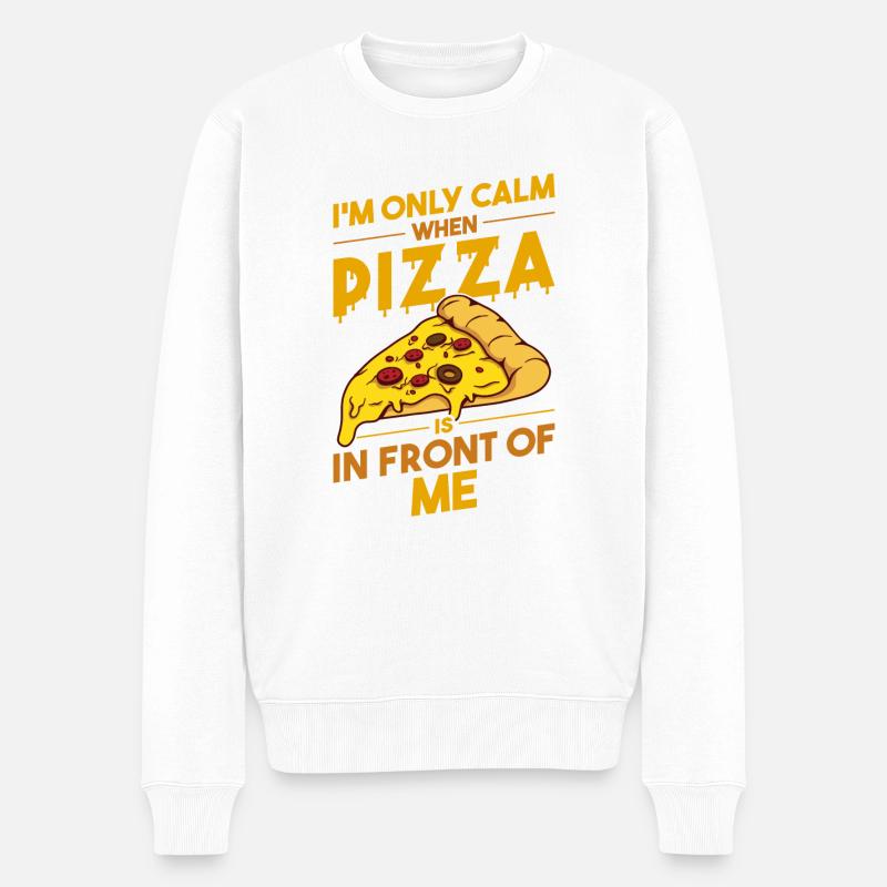 Witziger Pizza Spruch - Männer Premium Bio Pullover - Weiß