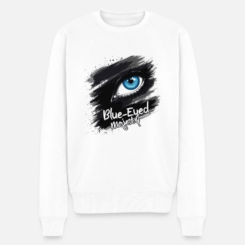 YEUX BLEUS - Pull Premium bio Homme - blanc