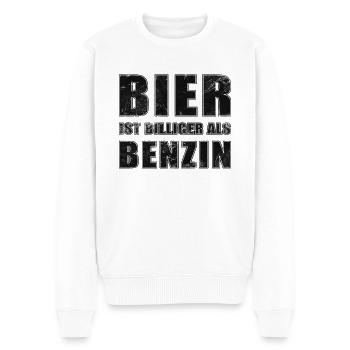 Bier ist billiger als Benzin | Klimawandel, Party - Männer Premium Bio Pullover - Weiß - Vorne - Thijin (182cm)