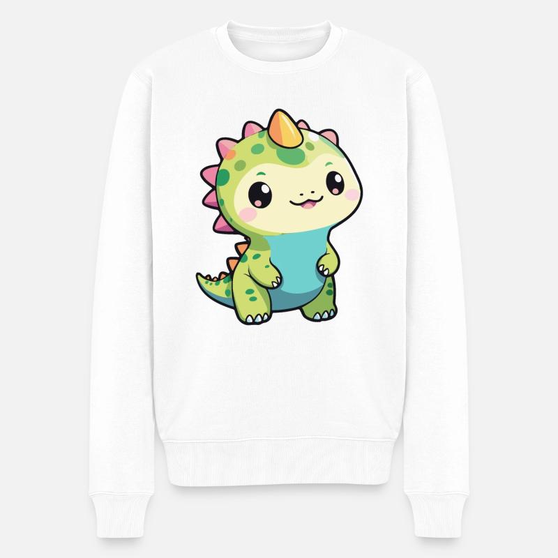 DINOSAURIER - Männer Premium Bio Pullover - Weiß