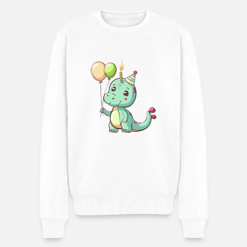 Dinosaurier brontosaurus Geburtstag Comic - Männer Premium Bio Pullover - Weiß