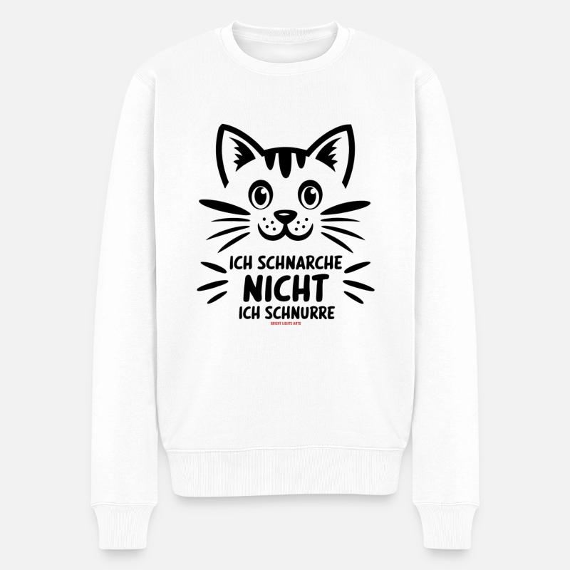 Ich schnarche nicht Ich schnurre - Männer Premium Bio Pullover - Weiß