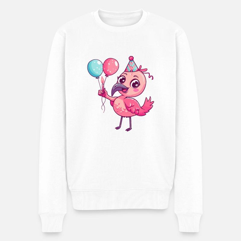 Flamingo Anniversaire Bande dessinée Mignon - Pull Premium bio Homme - blanc