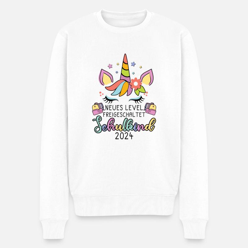 Schulkind 2024 Einhorn Einschulung 1 Klasse - Männer Premium Bio Pullover - Weiß