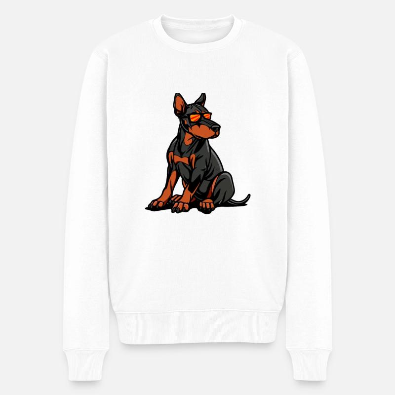 Doberman chien bande dessinée cool - Pull Premium bio Homme - blanc