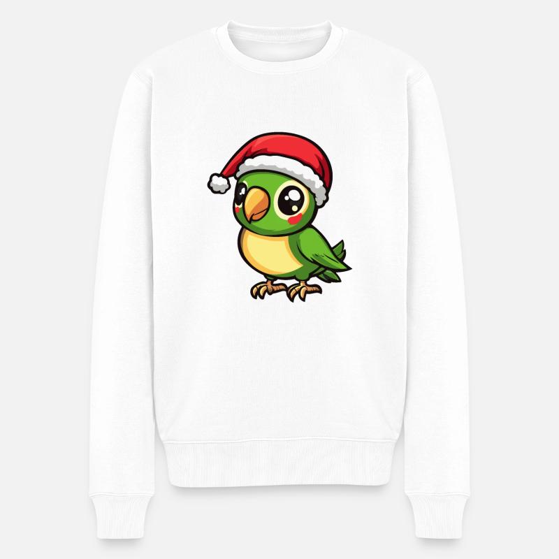 Papagai Weihnachten - Männer Premium Bio Pullover - Weiß