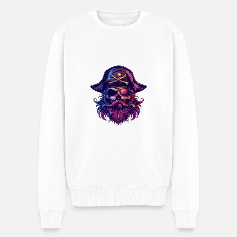 Capitaine Crâne de pirate - Pull Premium bio Homme - blanc