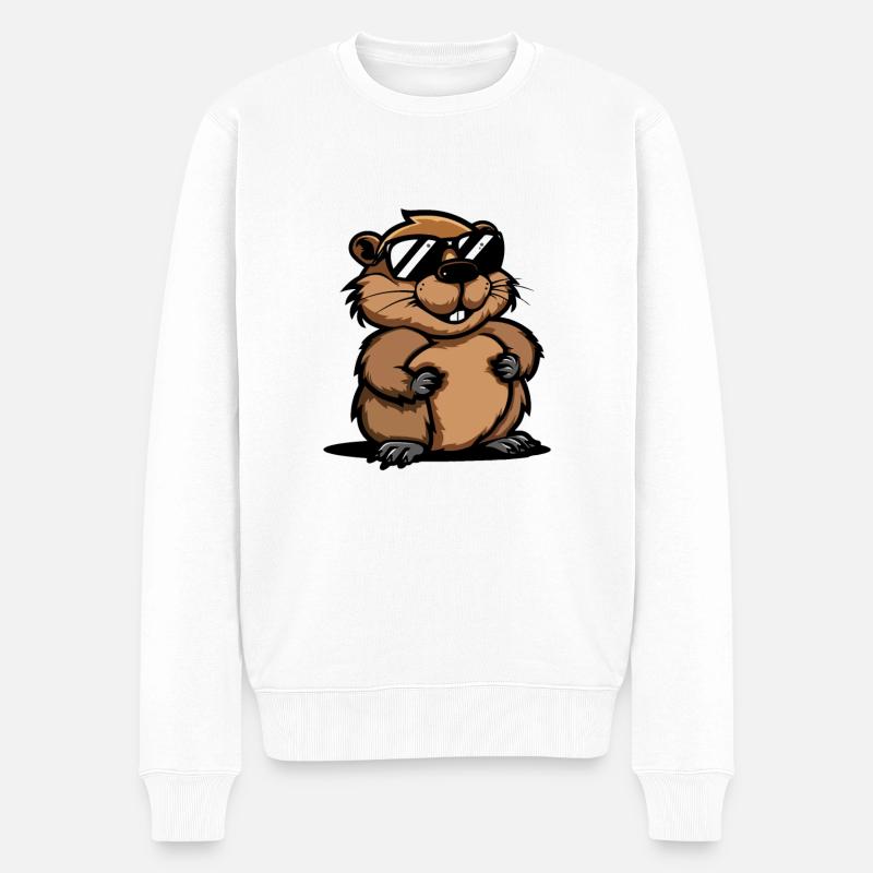 Biber Comic Cool - Männer Premium Bio Pullover - Weiß