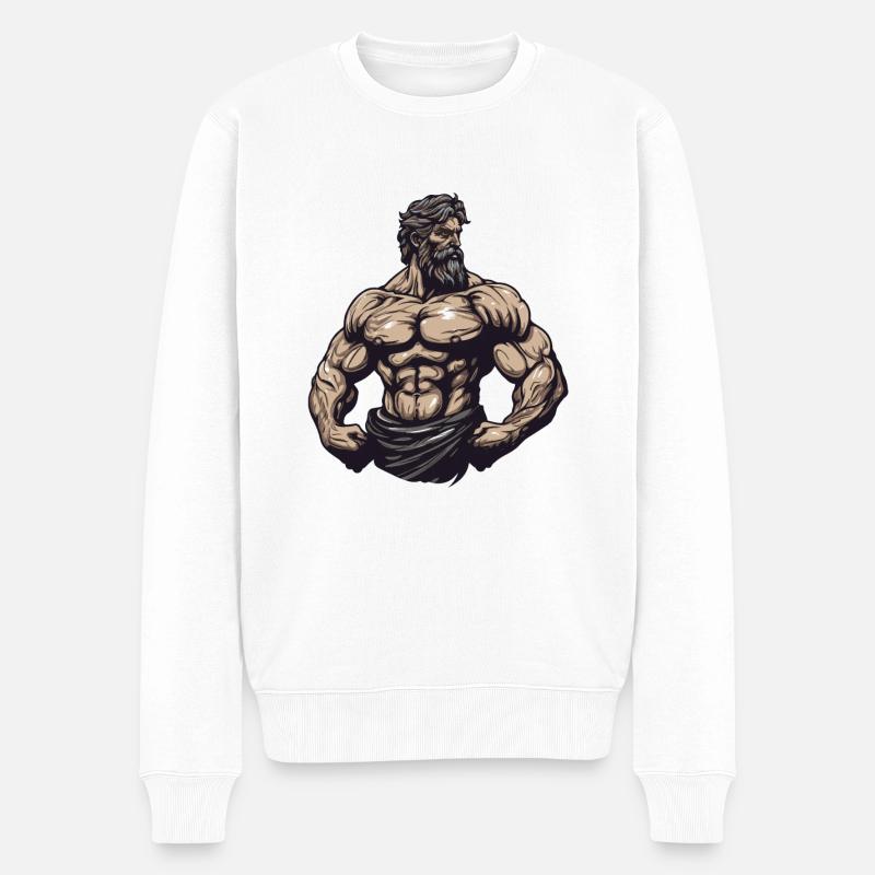 Muskeln Bodybuilder Gym - Männer Premium Bio Pullover - Weiß