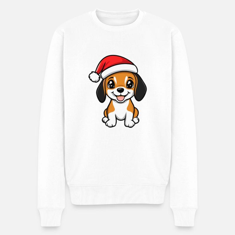 Beagle Chien Noël - Pull Premium bio Homme - blanc