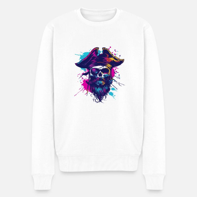 Crâne de pirate - Pull Premium bio Homme - blanc