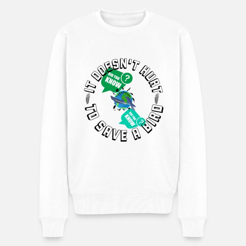Rette einen Vogel nein zurück - Männer Premium Bio Pullover - Weiß