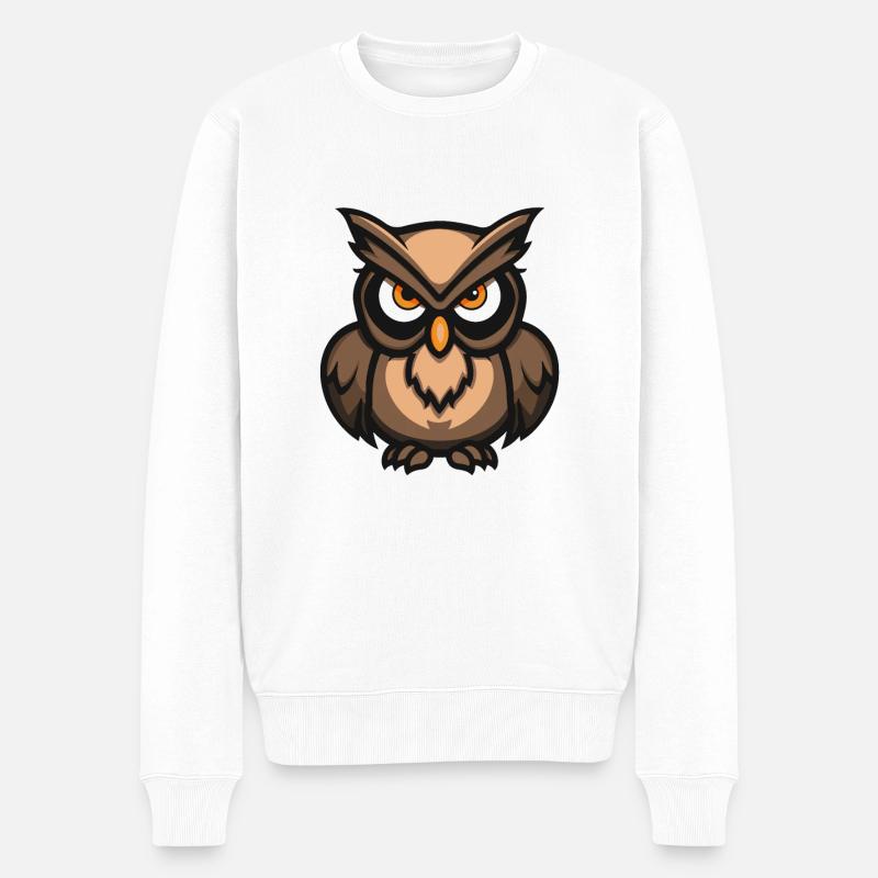 Eule Comic - Männer Premium Bio Pullover - Weiß