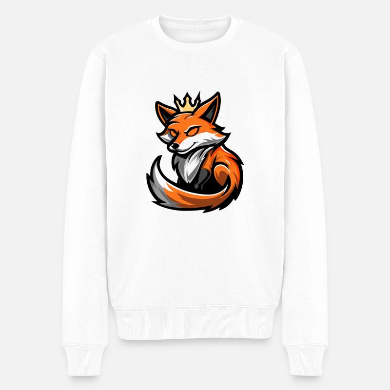 Couronne de dessin animé Fox - Pull Premium bio Homme - blanc