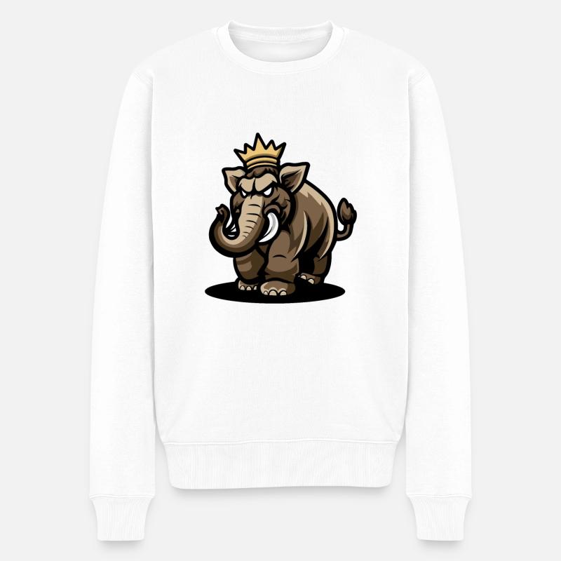 Mammut Cartoon Krone - Männer Premium Bio Pullover - Weiß