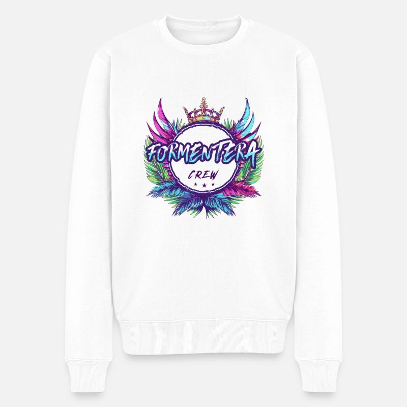 Formentera Crew Bunt - Männer Premium Bio Pullover - Weiß