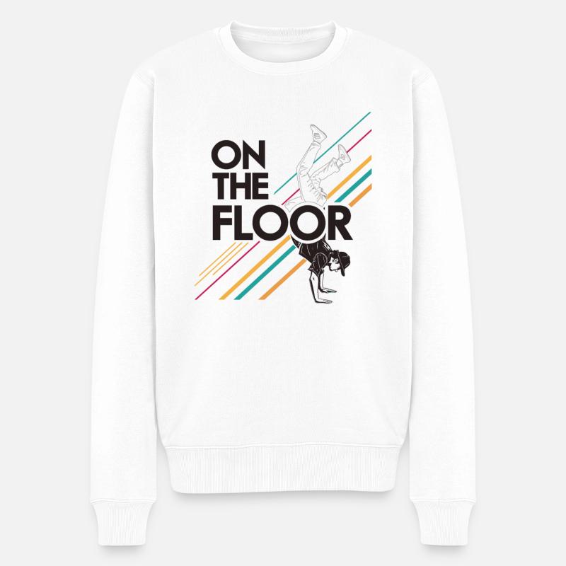 On The Floor – Cooles Breakdance Design - Männer Premium Bio Pullover - Weiß