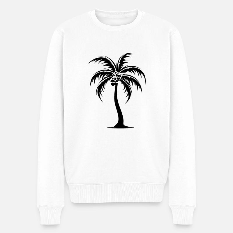 Palme Urlaub symbol silhouette - Männer Premium Bio Pullover - Weiß