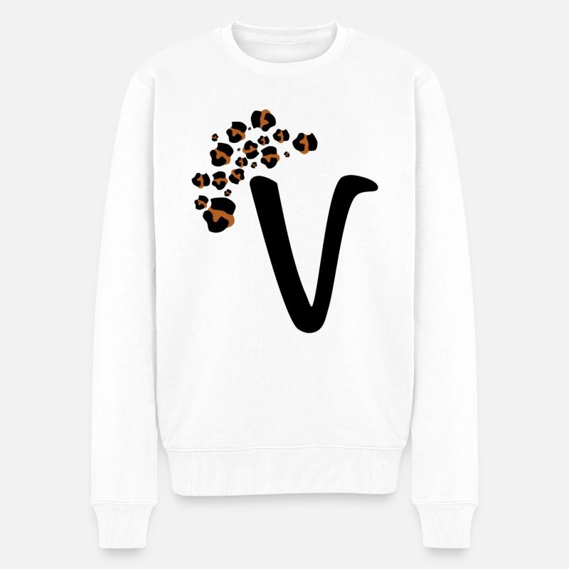 Letter v leopard patterns - Men's Premium Organic Jumper - white