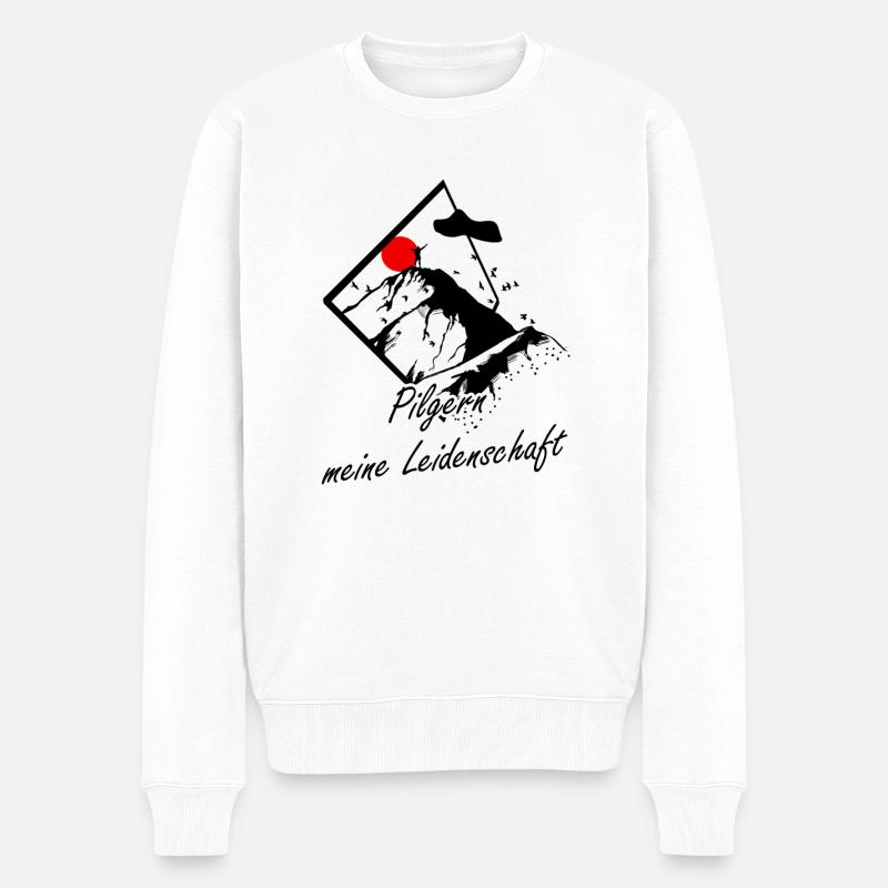 Jakobsweg Pilgern ist meine Leidenschaft Pilger - Männer Premium Bio Pullover - Weiß