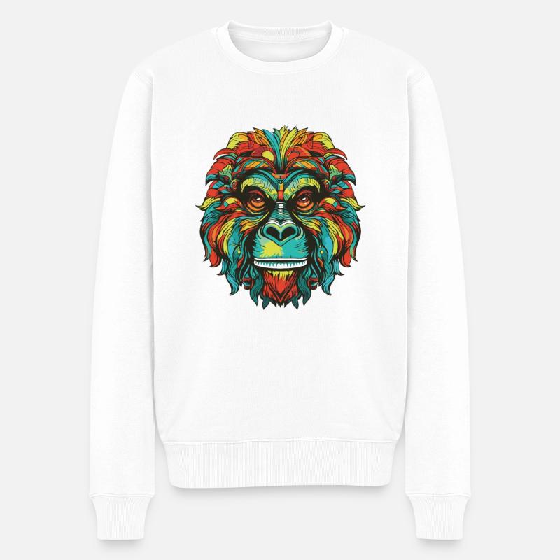 Gorilla Portrait - Männer Premium Bio Pullover - Weiß