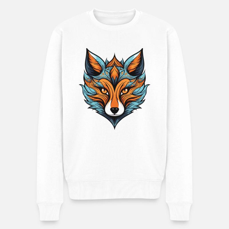 Fuchs Portrait - Männer Premium Bio Pullover - Weiß
