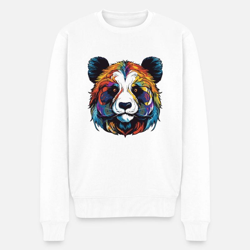 Panda Porträt - Männer Premium Bio Pullover - Weiß