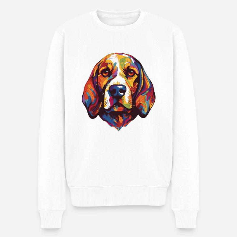 Portrait de chien beagle - Pull Premium bio Homme - blanc