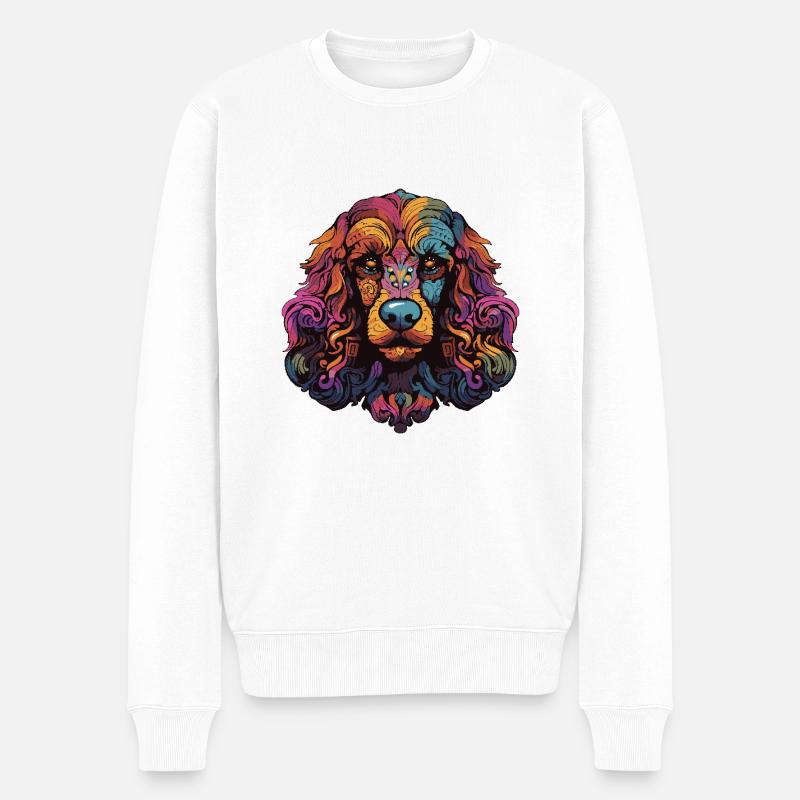 Caniche chien portrait - Pull Premium bio Homme - blanc