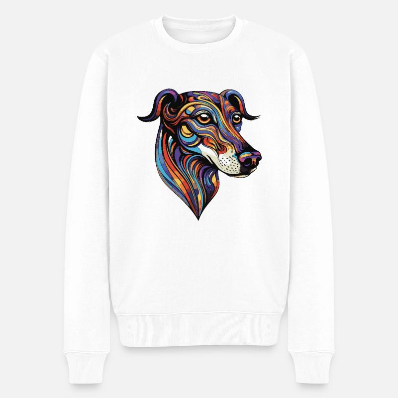 Portrait de chien lévrier - Pull Premium bio Homme - blanc
