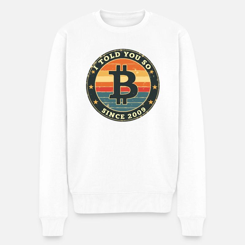 Retro Bitcoin Design – Krypto Mode für - Männer Premium Bio Pullover - Weiß