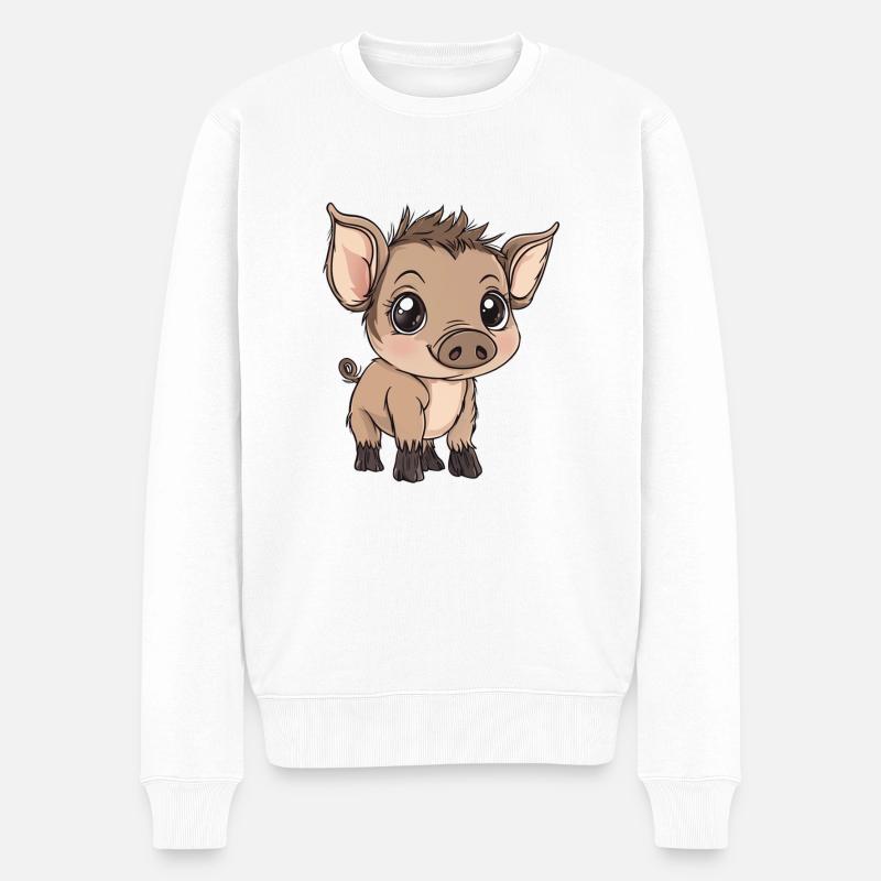 Wildschwein - Männer Premium Bio Pullover - Weiß