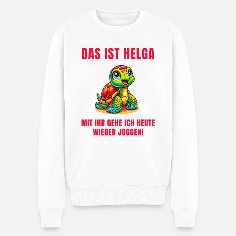 Motivierte Schildkröte Jogging Buddy Helga - Männer Premium Bio Pullover - Weiß