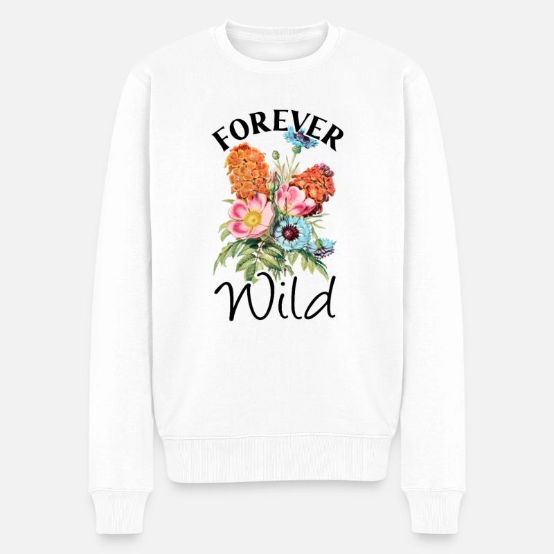 Wildblumen Blumen - Männer Premium Bio Pullover - Weiß