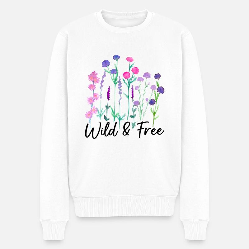 Fleurs sauvages Fleurs - Pull Premium bio Homme - blanc