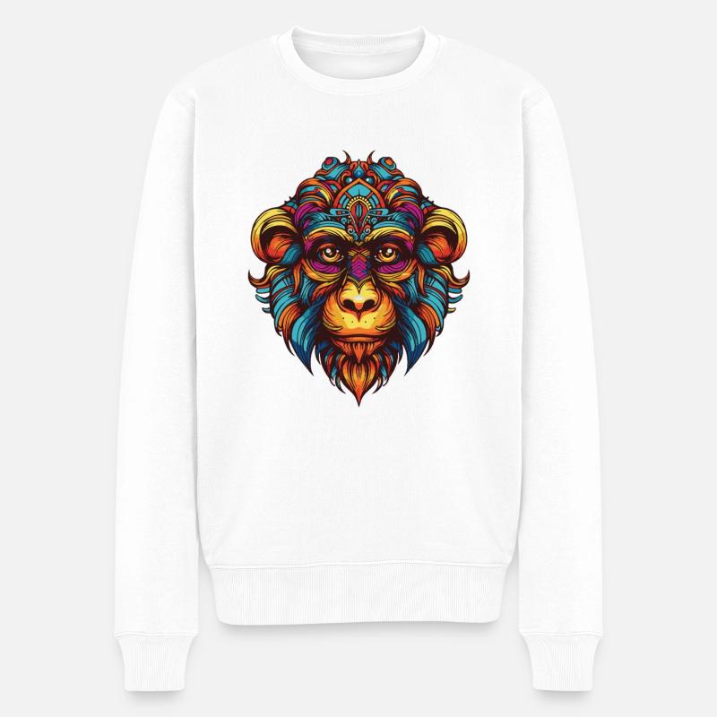 Portrait de singe - Pull Premium bio Homme - blanc