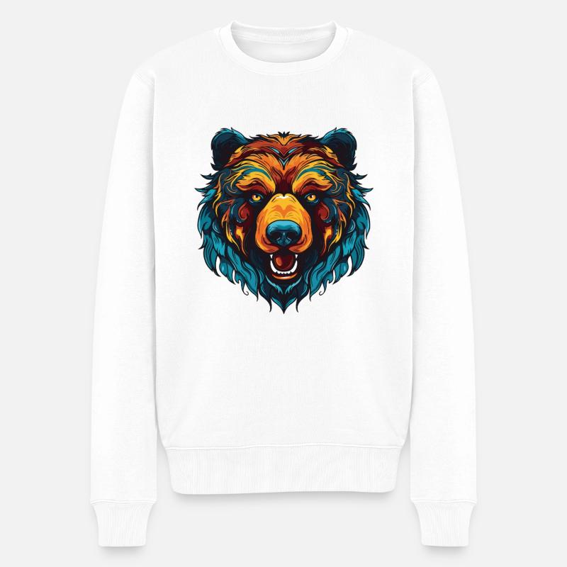 Bär Portrait - Männer Premium Bio Pullover - Weiß