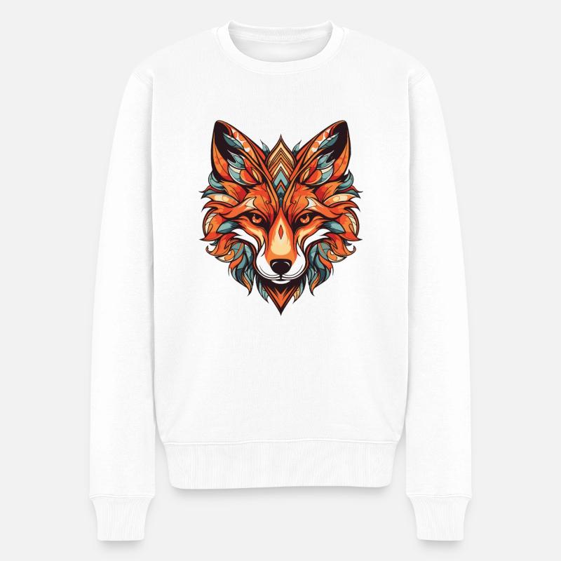 Fuchs Portrait - Männer Premium Bio Pullover - Weiß