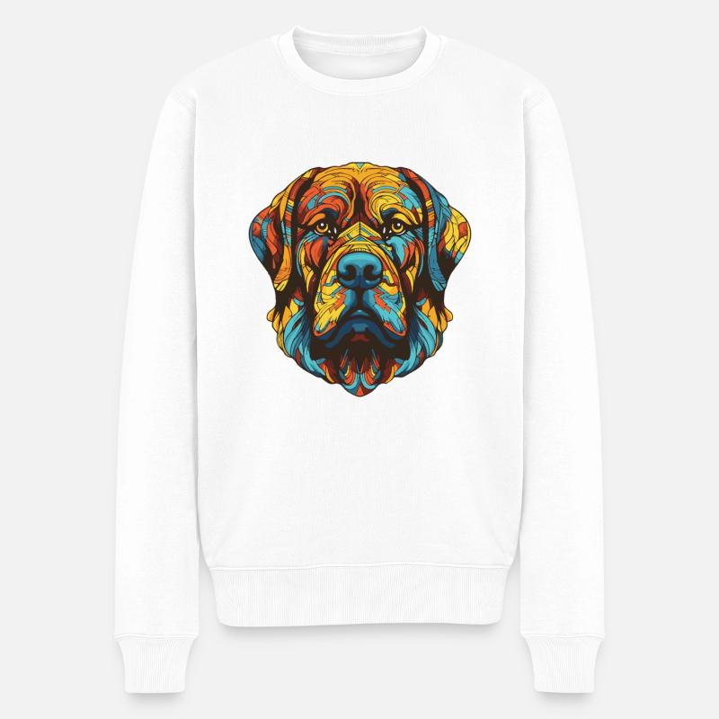 Mastiff Hund Portrait - Männer Premium Bio Pullover - Weiß