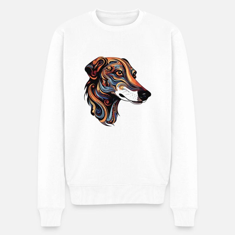 Greyhound Hund Portrait - Männer Premium Bio Pullover - Weiß