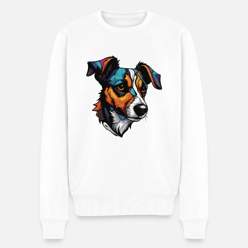 Jack Russel Terrier Hund Portrait - Männer Premium Bio Pullover - Weiß