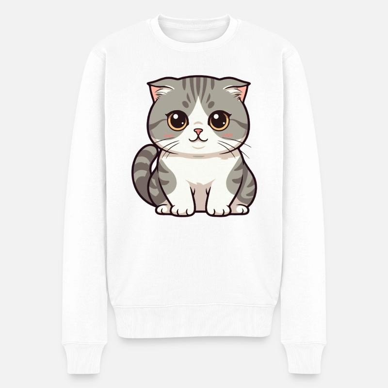 Mignon dessin animé de chat kawaii - Pull Premium bio Homme - blanc