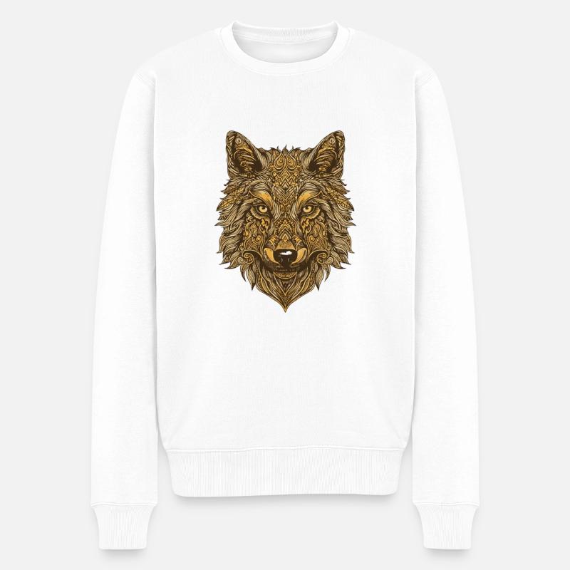 Portrait de loup - Pull Premium bio Homme - blanc