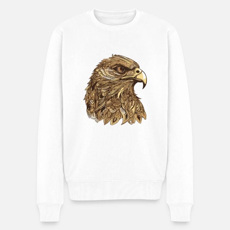 Adler Porträt - Männer Premium Bio Pullover - Weiß