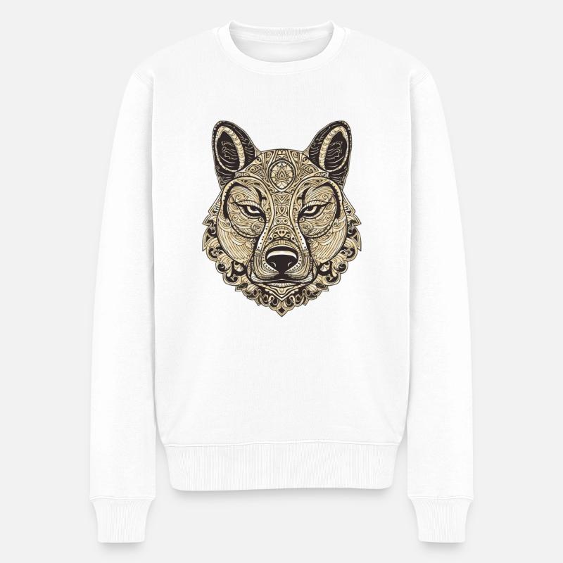 Husky Hund Portrait - Männer Premium Bio Pullover - Weiß