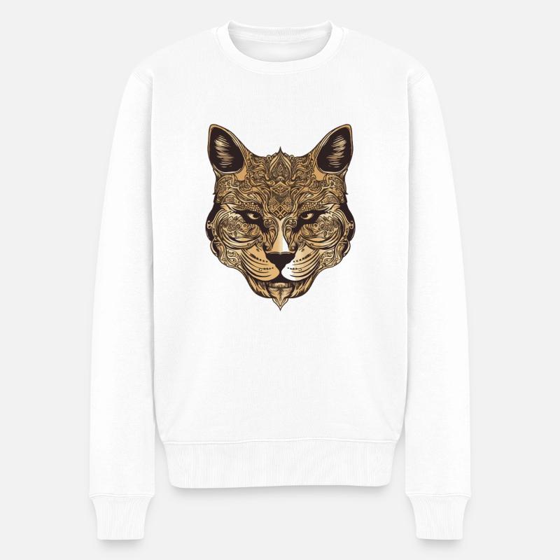 Katze Portrait - Männer Premium Bio Pullover - Weiß