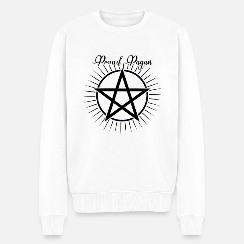 Proud Pagan Ostara Pentagram Symbol - Männer Premium Bio Pullover - Weiß